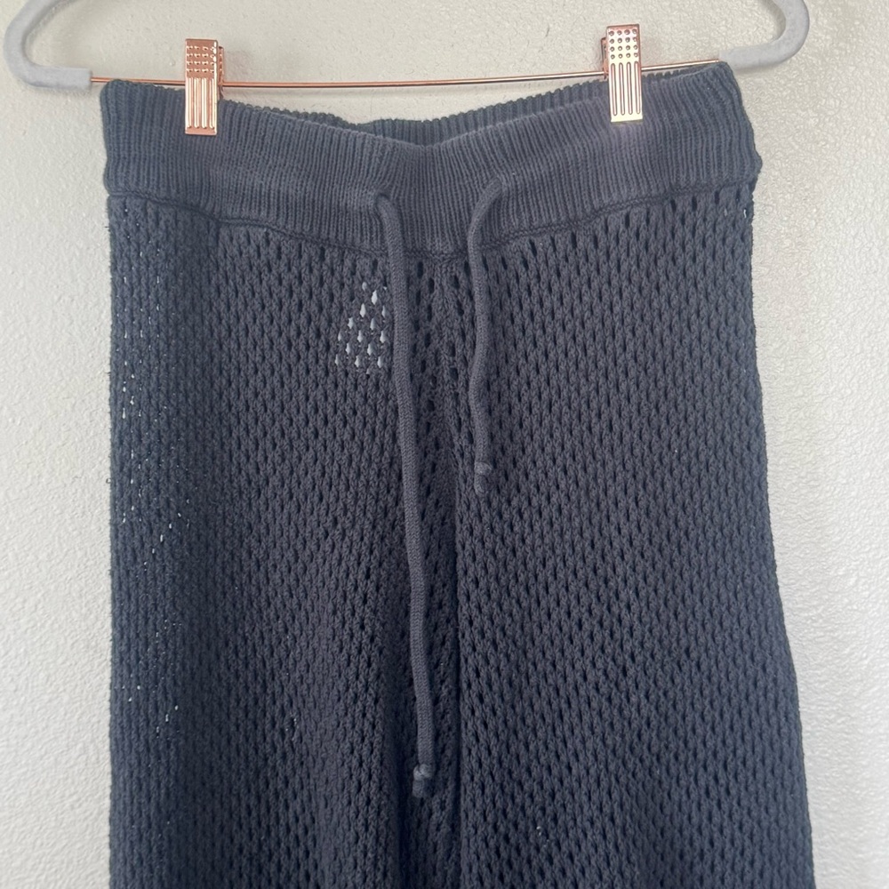 WeWoreWhat Black Crochet Coverup Pants Cotton Drawstring Pull On S $79 - Picture 3 of 11